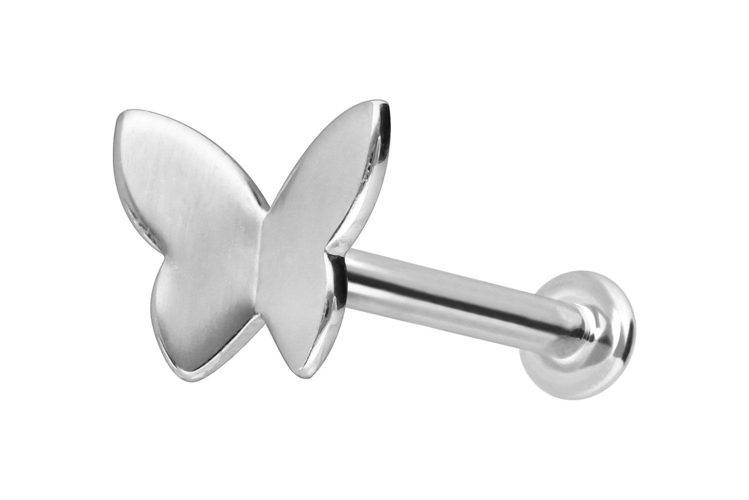 14 Karat Gold Labret Piercing mit Innengewinde SCHMETTERLING